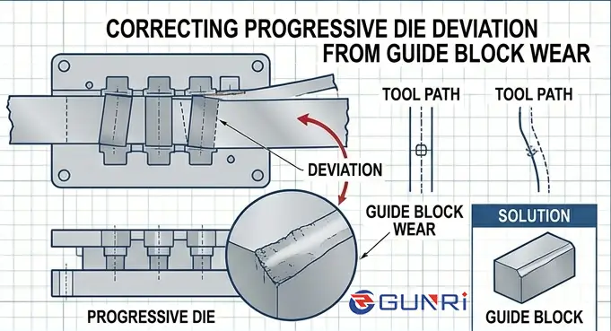 CORRECTING PROGRESSIVE DIE DEVIATION
