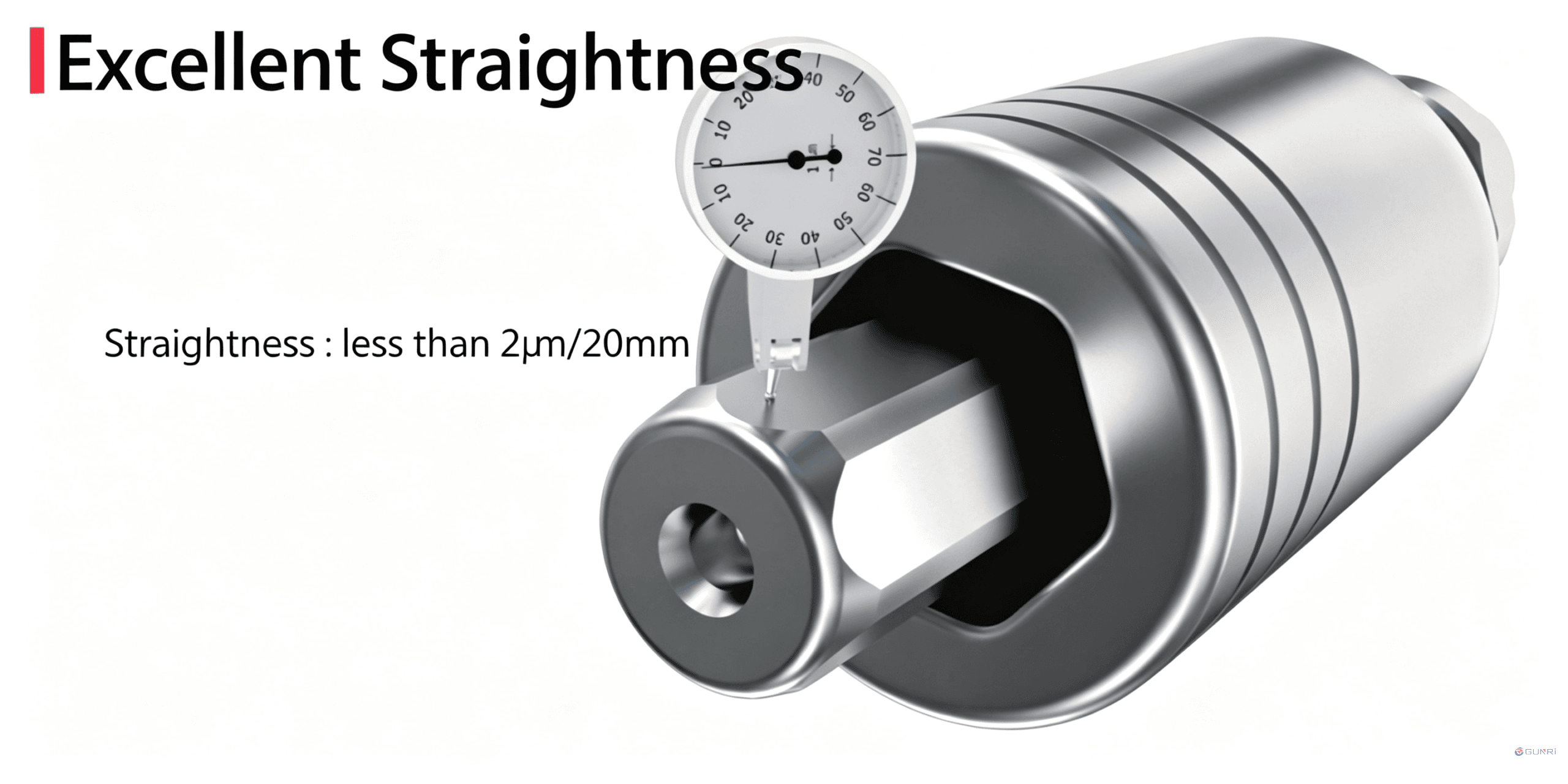 Straightness test of super-finished polygon post, less than 2μm/20mm