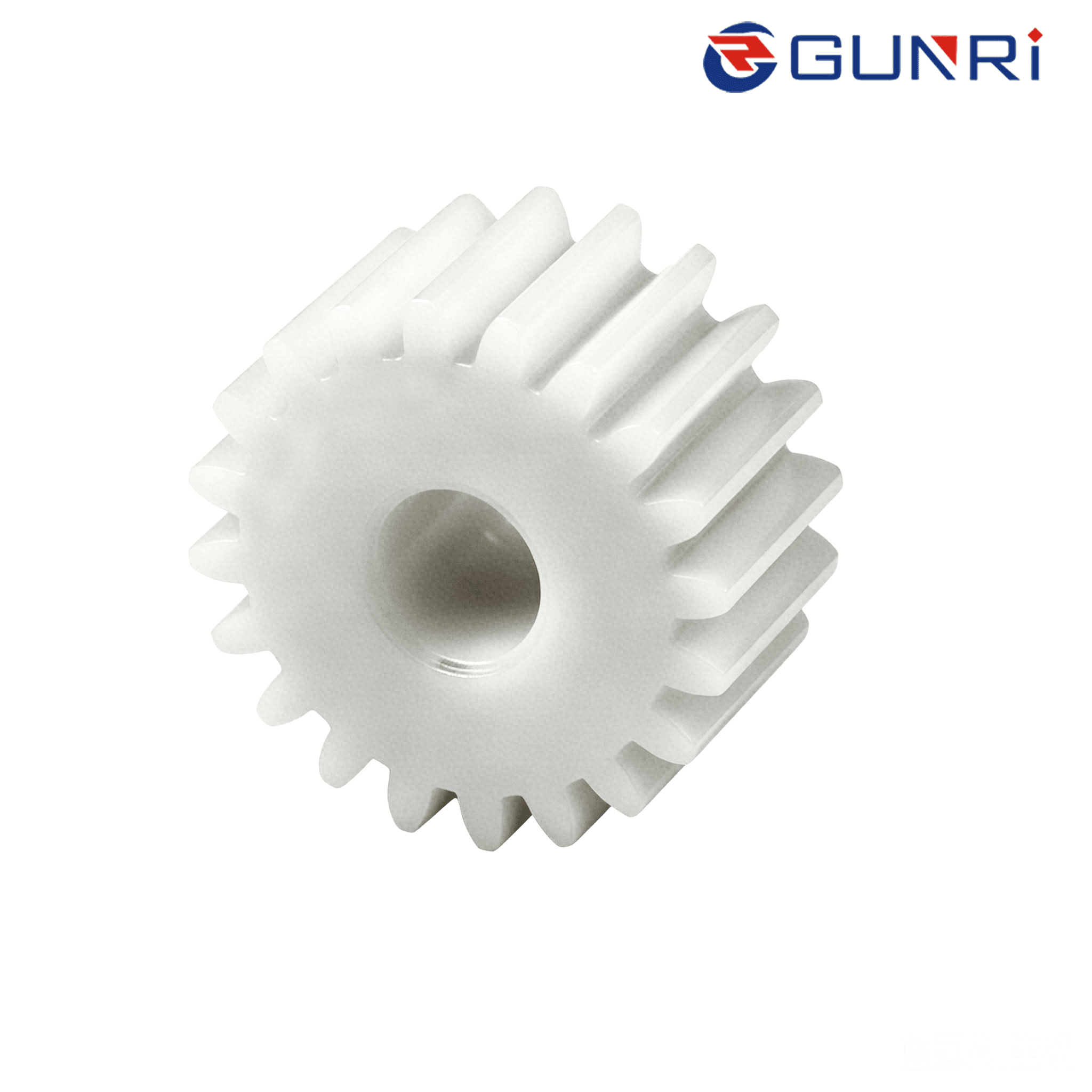 Plastic spur gear POM polyoxymethylene close-up white precision teeth