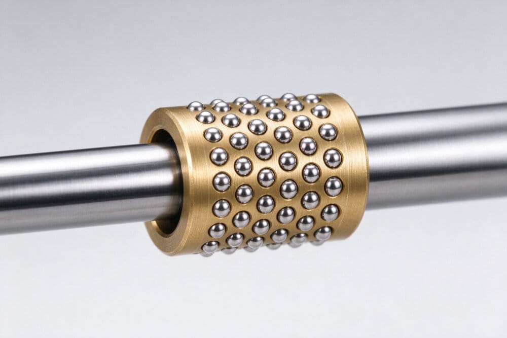Brass ball cage on precision guide shaft for linear motion
