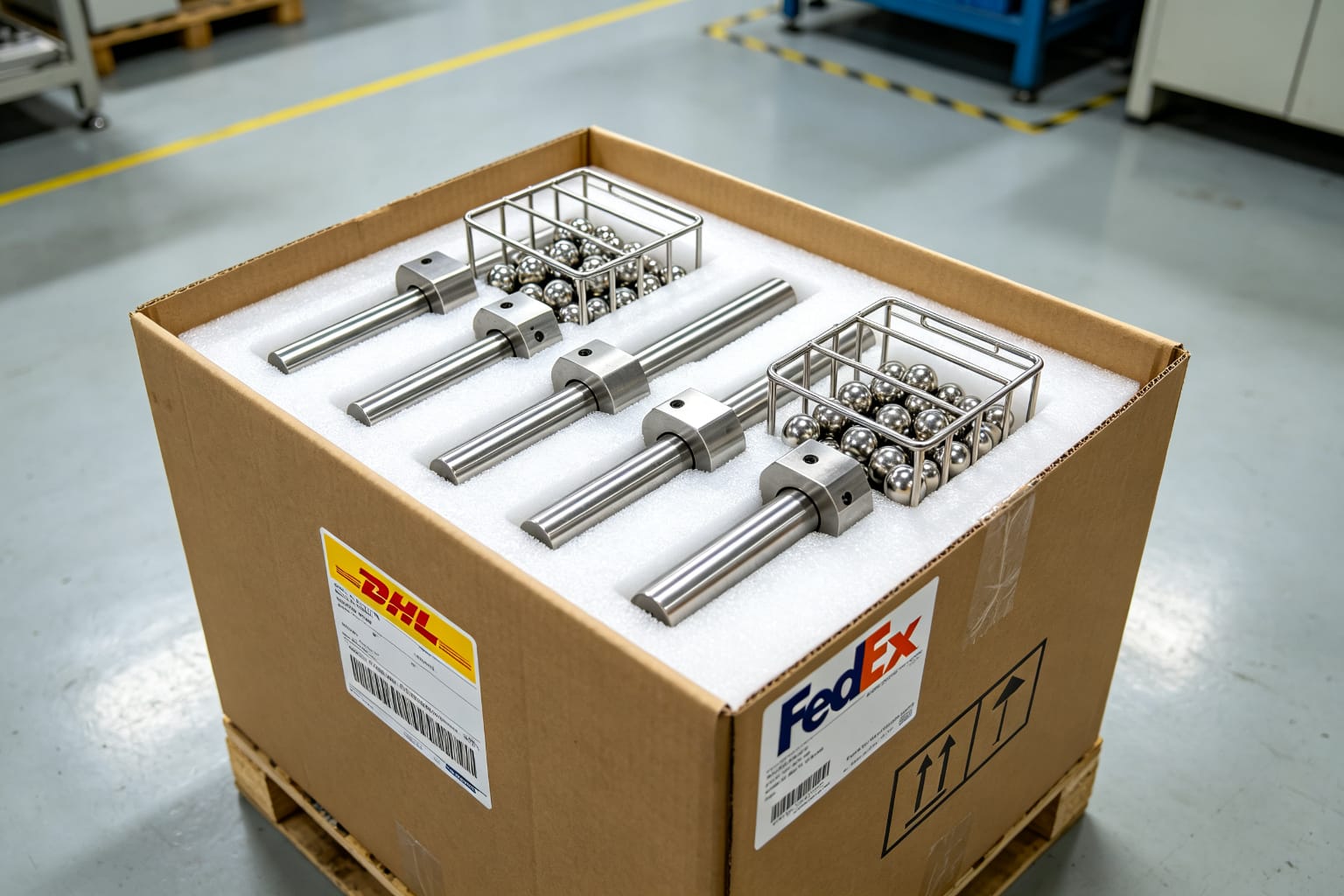 Custom die components packed and ready for shipment