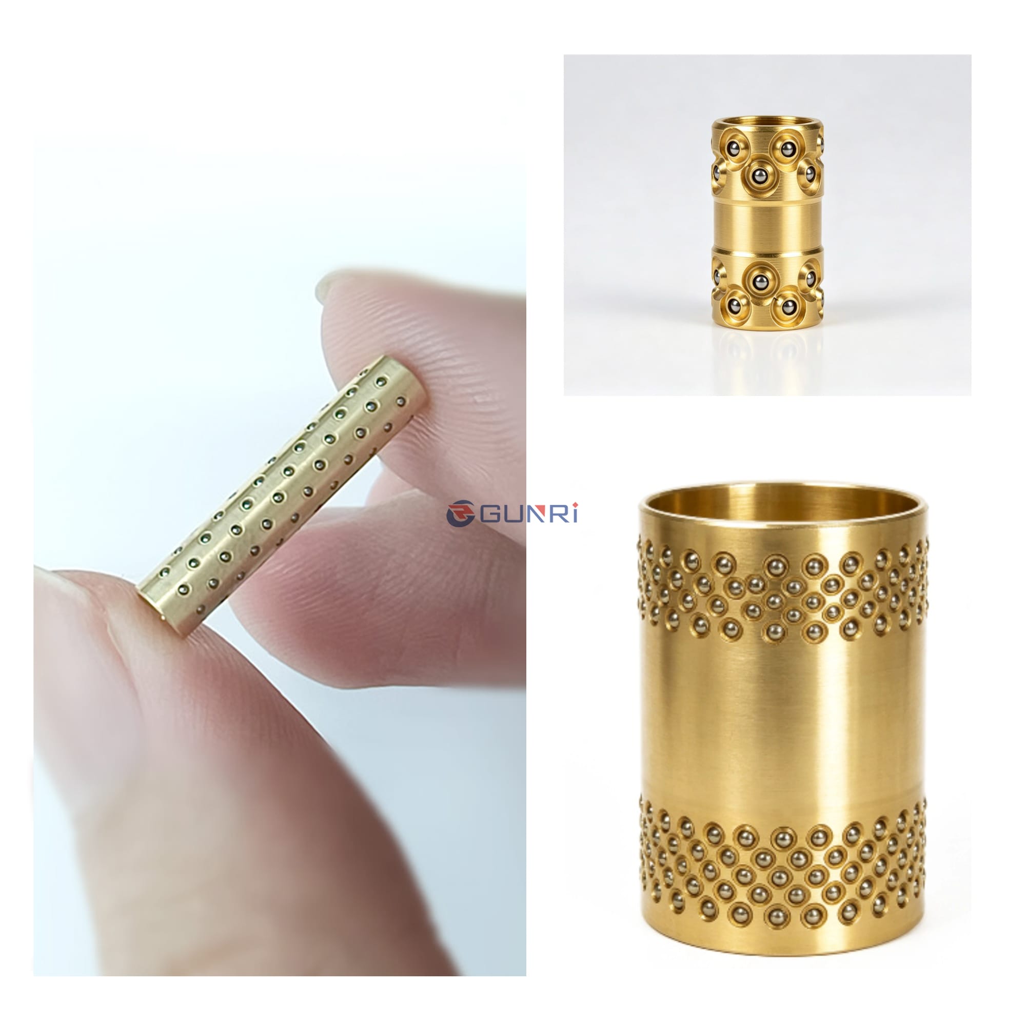 GUNRI custom miniature brass ball cages with different ball arrangement and embedding patterns